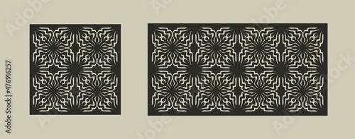 Vector Laser cut panel set. Arabic Ornament, stencil template for laser cutting, stained glass, glass etching, sandblasting, wood carving, cardmaking, wedding invitations. Ratio 1:1, 1:2.