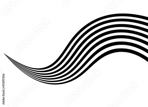 Modern striped vector pattern of wavy black lines on a white background. Abstract trendy vector background