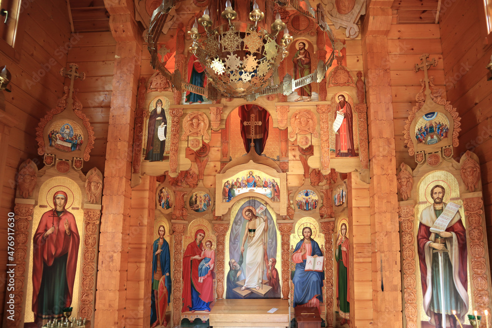 Wooden church in the hunting residence of ex-President Viktor Yanukovych in Sukholuchchya, Ukraine	