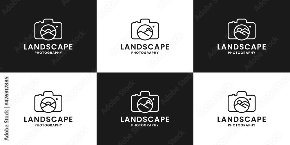 landscape photography logo design. adventure photographer logo template collections