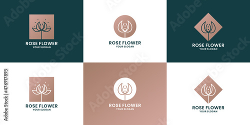 luxury roes flower logo design for florist