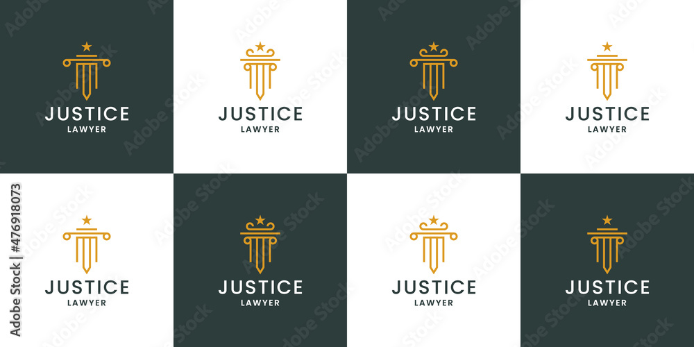 law firm, lawyer logo design with sword combination