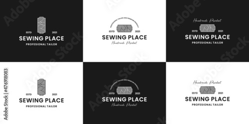 set of tailor, sewing logo design vintage