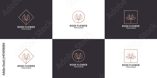 luxury monogram rose flower logo design for florist and brand identity