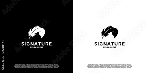 feather pen signature logo design