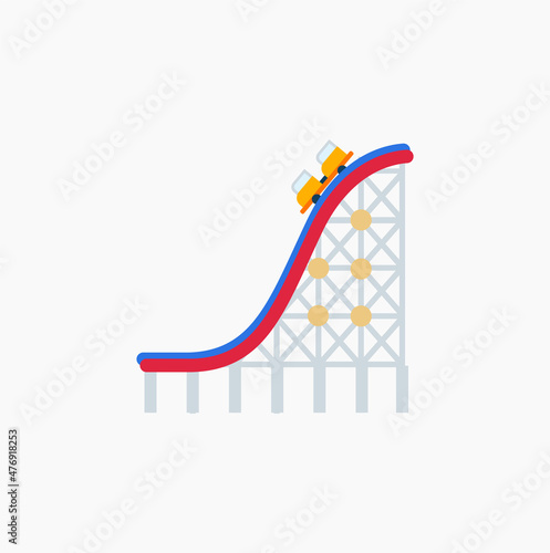Roller coaster vector flat icon. Isolated amusement park, carousel attraction, roller coaster emoji illustration