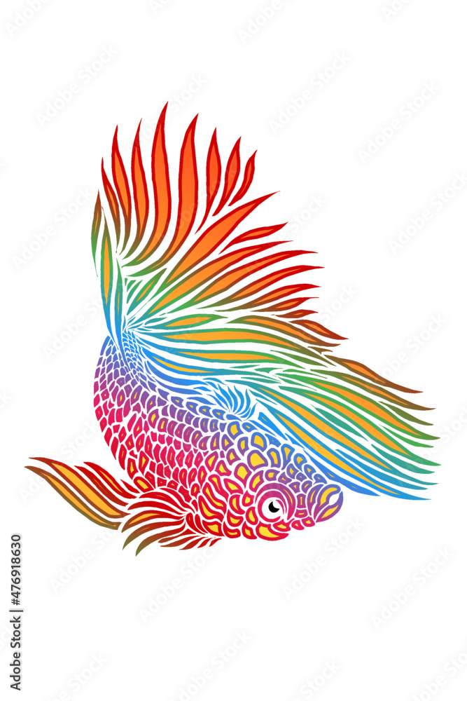Obraz premium beautiful design vector beauty of colorful betta fish with beautiful fins for clothing