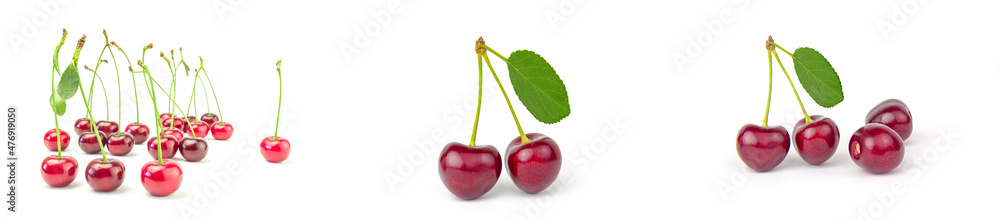 Group of Ripe cherry over a white background Group of Ripe cherry over a white background