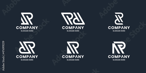 set of letter R, R R, P logo design monogram collection