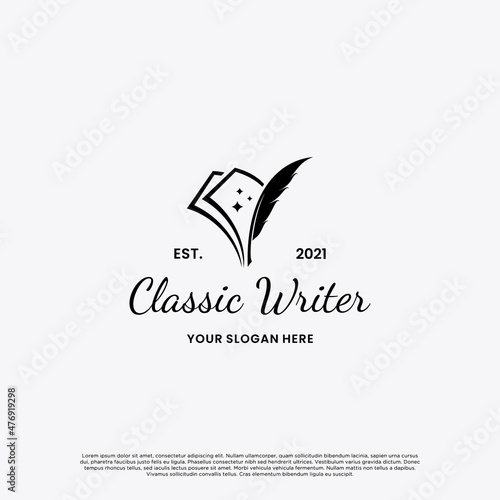 classic writer logo. minimalist vintage author logo vector