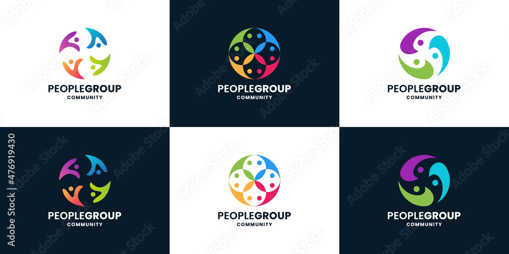 set of family logo design. community logo group symbol collection
