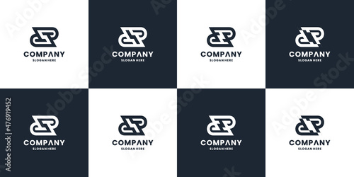 set of abstract letter R R logo illustration