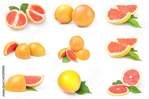 Collection of grapefruit isolated on a white background