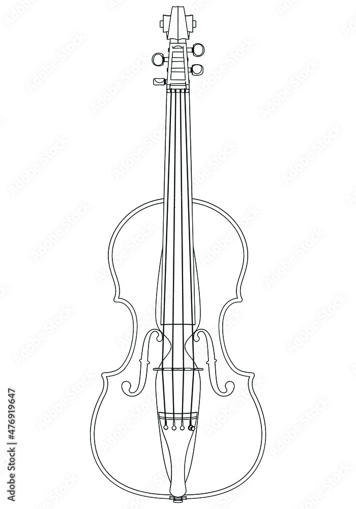 Fototapeta premium Violin outline vector illustration. Music instrument vector isolated sign on white background