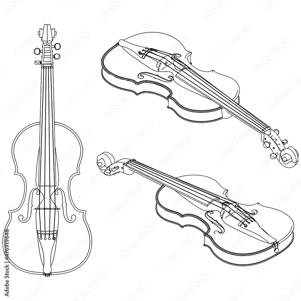 Obraz premium Violin outline vector illustration. Music instrument vector isolated sign on white background