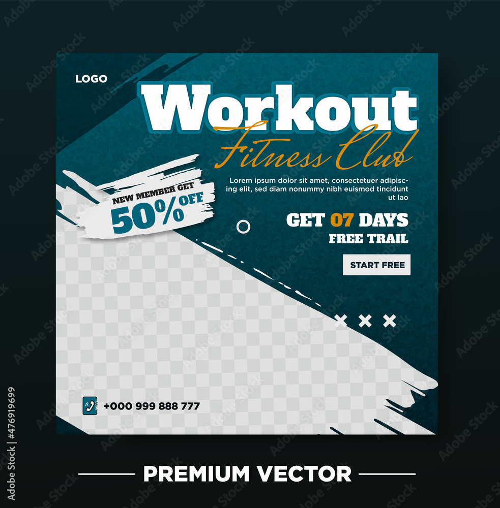Fitness gym social media post and web banner Fitness gym social media post and web banner