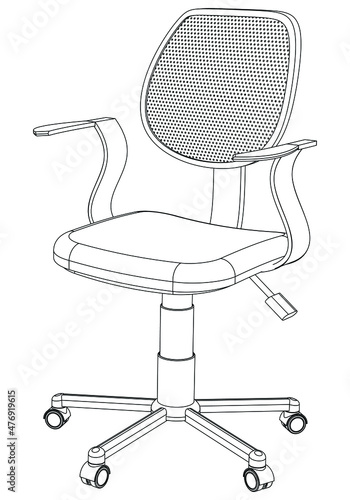 Office chair isolated on white background in different positions. Line graphics icon. Vector illustration