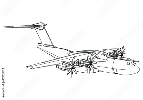Airplane lines illustration. Abstract vector aircraft on the white background