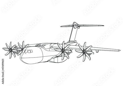 Airplane lines illustration. Abstract vector aircraft on the white background