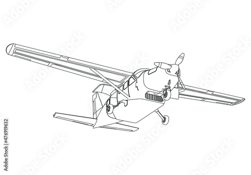 Airplane lines illustration. Abstract vector aircraft on the white background