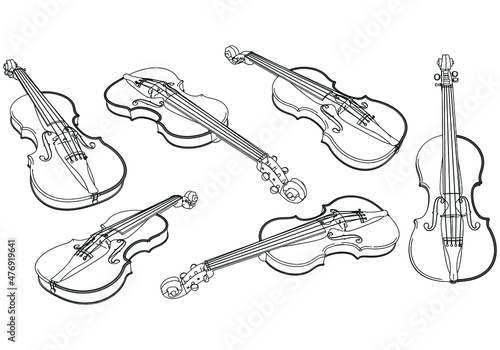 Violin outline vector illustration. Music instrument vector isolated sign on white background