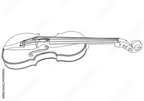 Violin outline vector illustration. Music instrument vector isolated sign on white background