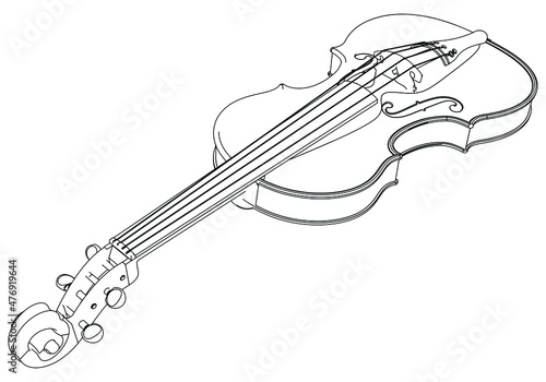 Violin outline vector illustration. Music instrument vector isolated sign on white background