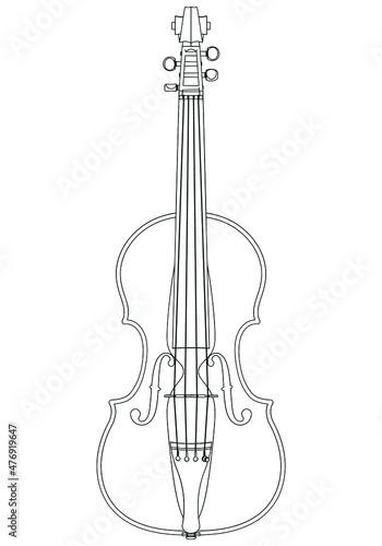 Violin outline vector illustration. Music instrument vector isolated sign on white background