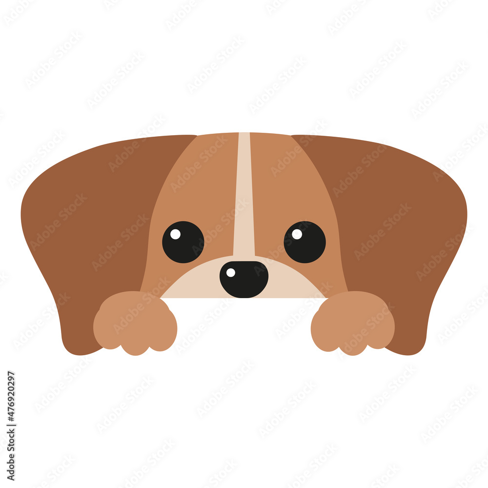 Illustration of a cute dog looking out the window on a white background Illustration of a cute dog looking out the window on a white background