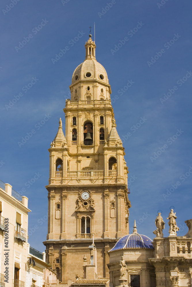 Bell tower of Cathedral Church of Saint Mary in Murcia, Spain