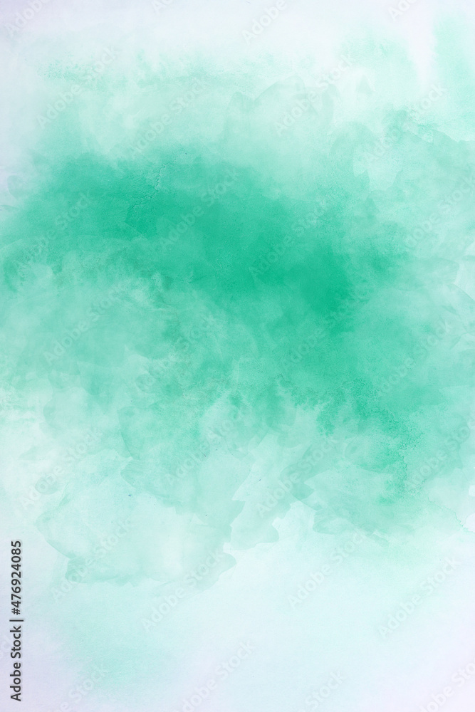 Abstract white green watercolor background. Watercolor background for invitations, cards, posters. Texture, abstract background, color splashing
