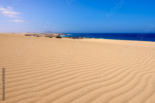 View of the dune Corralejo on the Canary island of Fuerteventura.