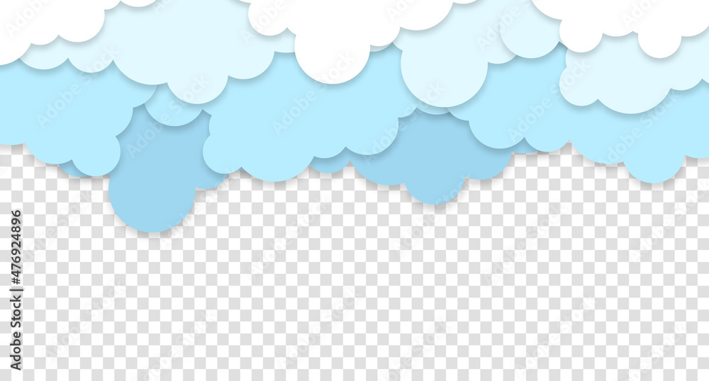 White clouds on blue sky background. Vector paper clouds. White Cloud