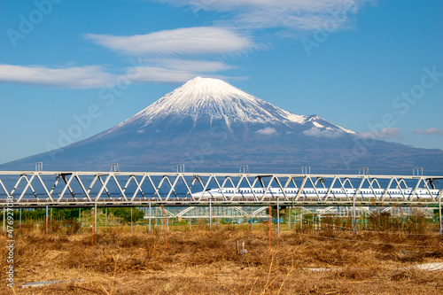 富士山と富士橋梁と新幹線