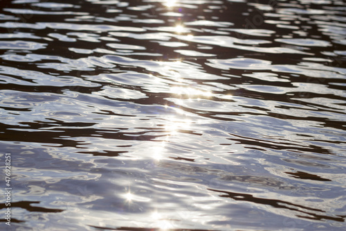 summer river surface with sun reflection