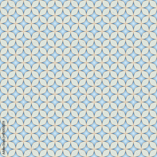 Vector Seamless Abstract Image of Blue Stylized Rhombuses Staggered Against a Pale Green Background