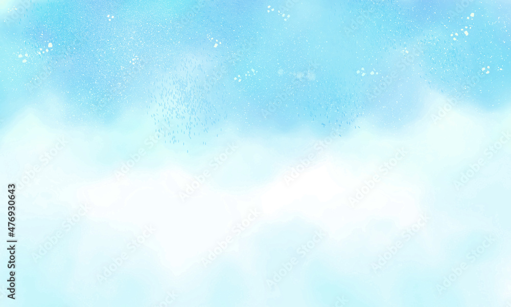 背景素材 星降る夜空と雲05 水彩風 青と水色 Stock Illustration Adobe Stock