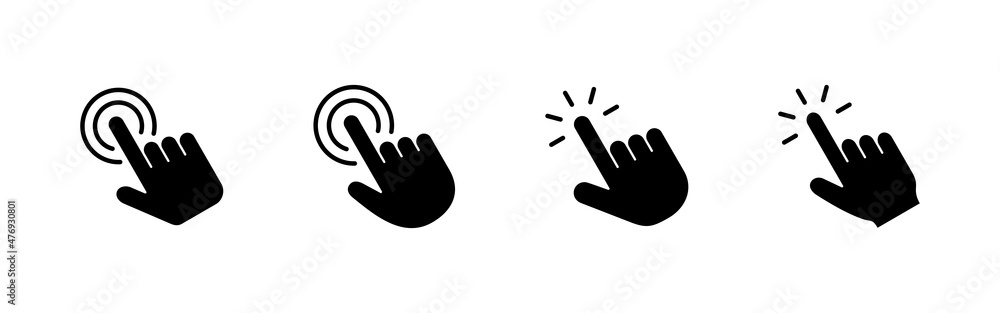© avaicon - Hand click icons set. pointer sign and symbol. hand cursor icon
