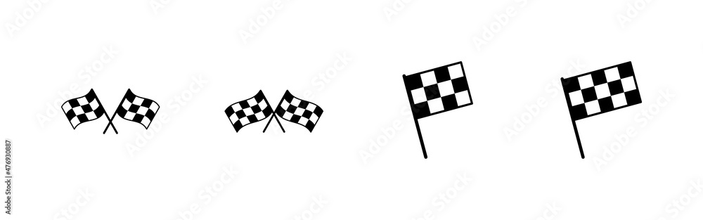 Racing flag icons set. race flag sign and symbol.Checkered racing flag icon - obrazy, fototapety, plakaty 