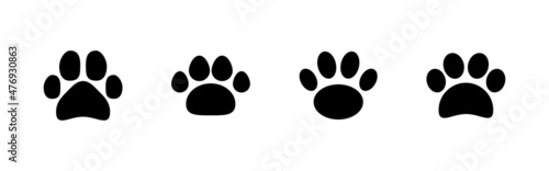 Paw icons set. paw print sign and symbol. dog or cat paw