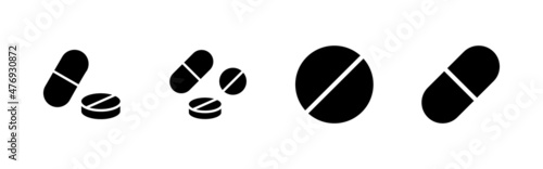 Pills icons set. capsule icon. Drug sign and symbol
