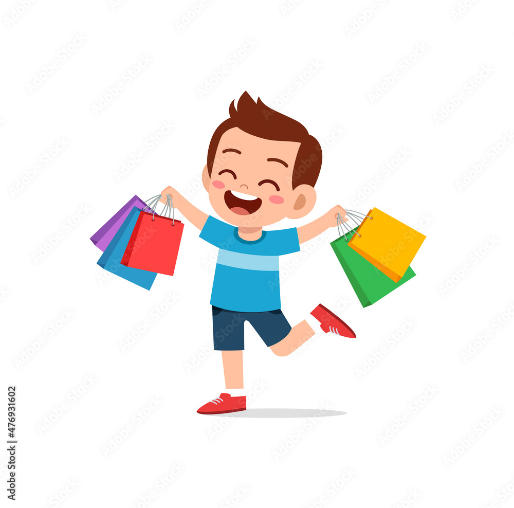 cute little boy carry many sopping bags cute little boy carry many sopping bags