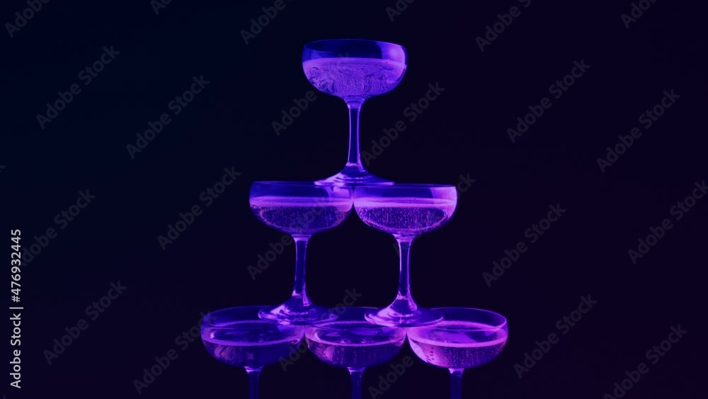 Pyramid Of Champagne Glasses Fizzing Pyramid Of Champagne Glasses Fizzing