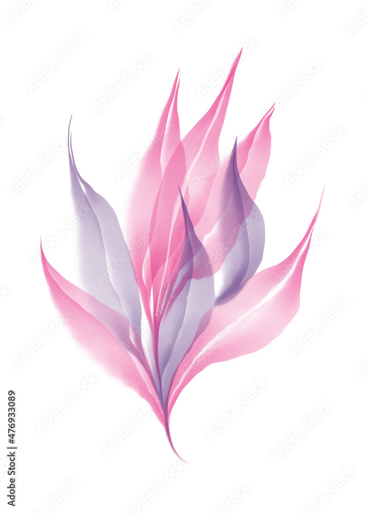 Autumn pink purple violet transparent skeleton leaves composition isolated on white background watercolor digital art