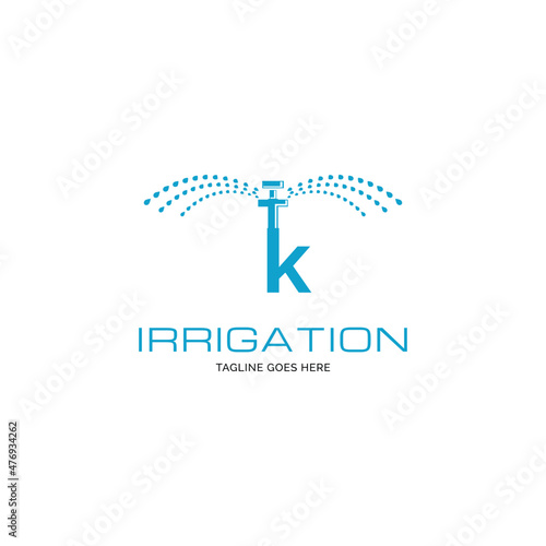 Initial letter K garden irrigation logo design inspiration
