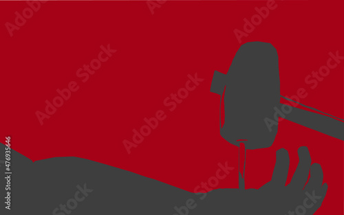 Obraz na plátně Dark grey and red silhouette close-up of Jesus Christ being crucified on the cross at Calgary