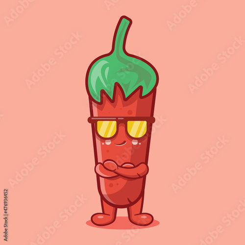 super cool chili character mascot isolated vector illustration in flat style