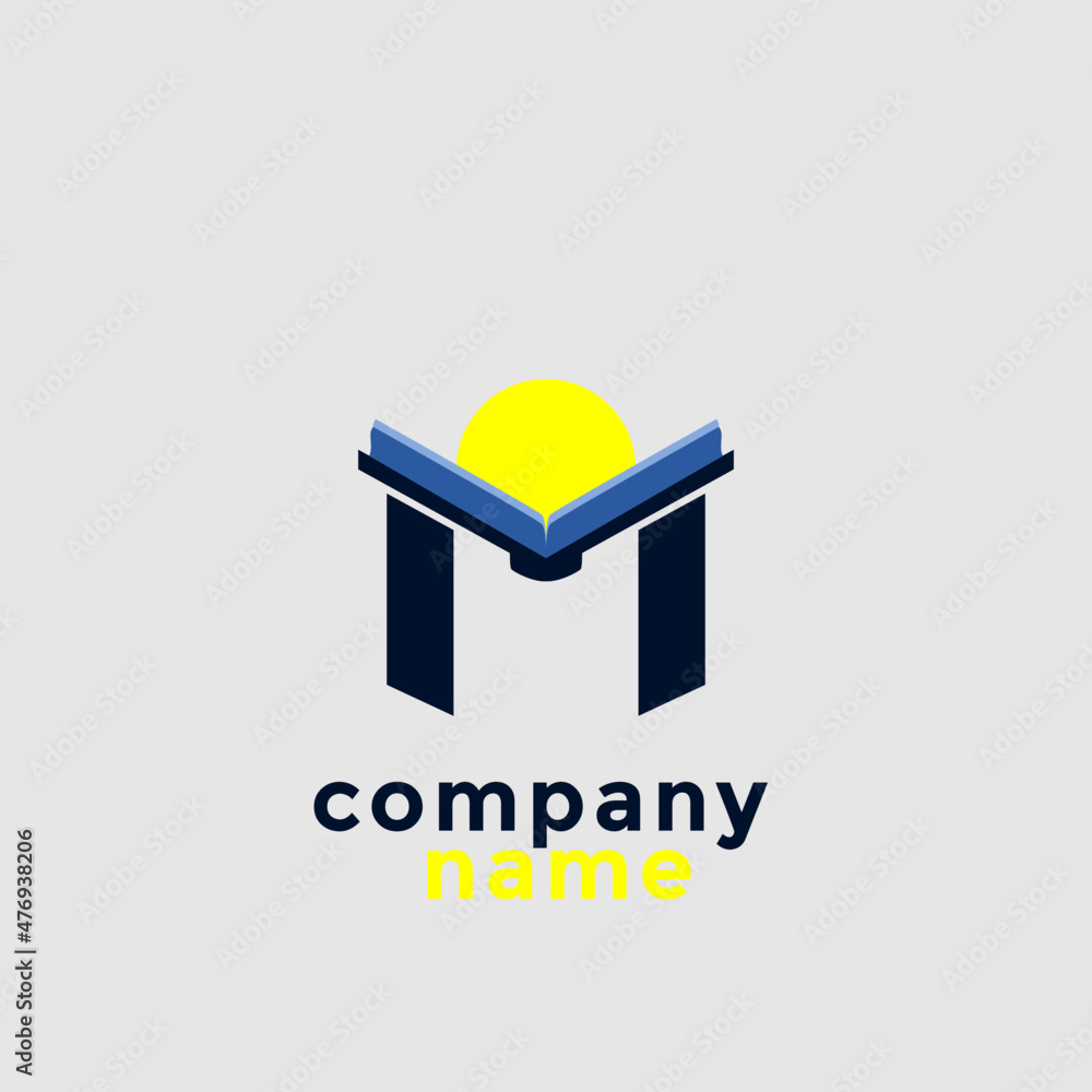 book logo design with the initials M for the company book logo design with the initials M for the company