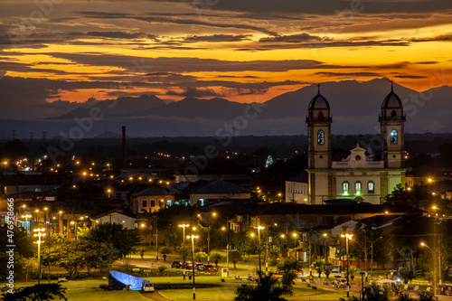 Panoramic view of the city of Iguape  in the state of Sao Paulo  one of the oldest in Brazil  highlighting the Lord Bom Jesus Sanctuary at afternoon