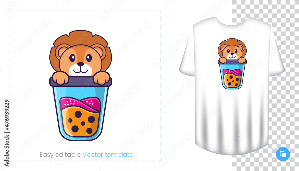 Cute lion character. Prints on T-shirts, sweatshirts, cases for mobile phones, souvenirs. Isolated vector illustration on white background. Cute lion character. Prints on T-shirts, sweatshirts, cases for mobile phones, souvenirs. Isolated vector illustration on white background.
